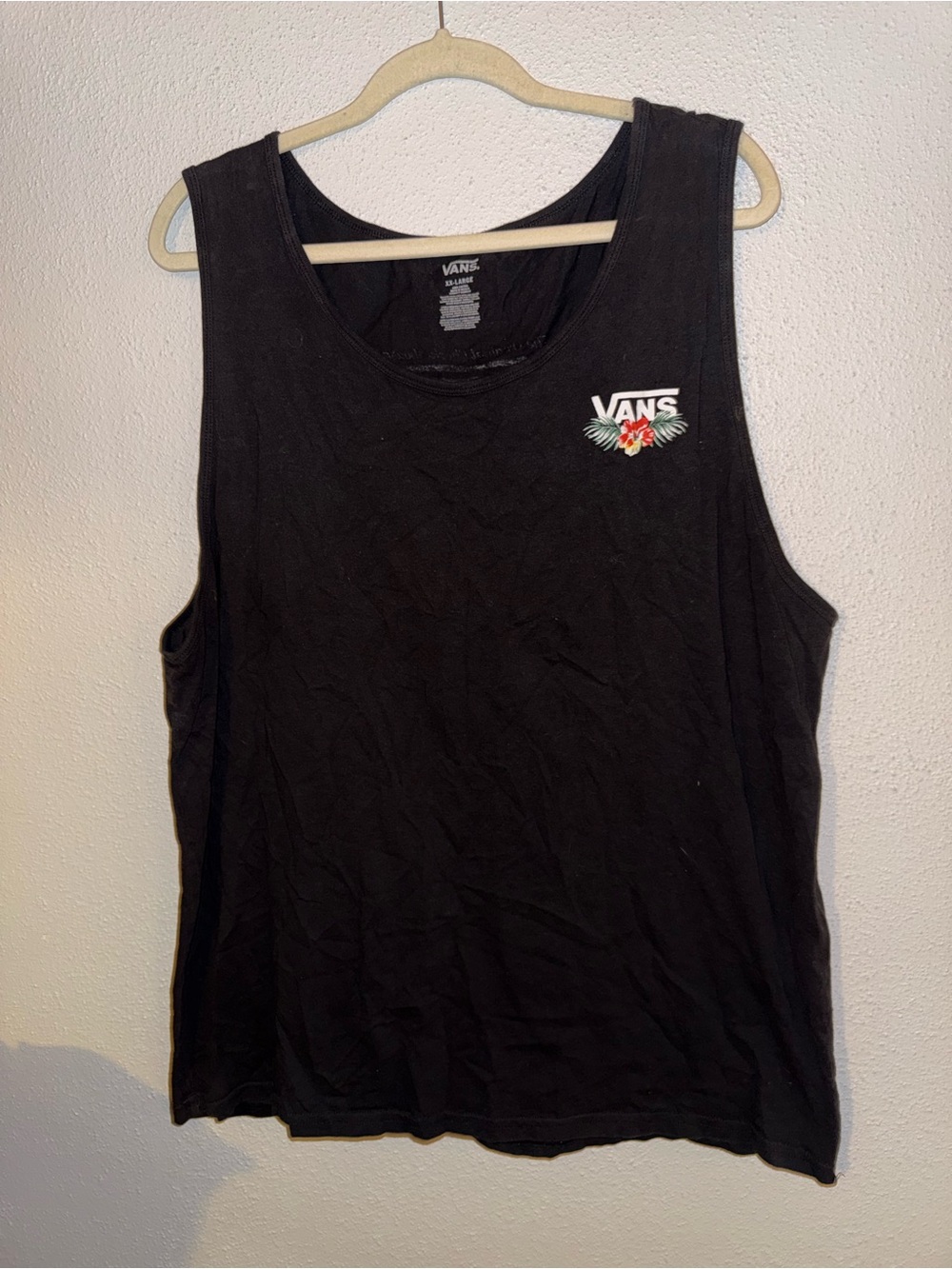 Xxl Vans Black Tank with Floral Logo Accent